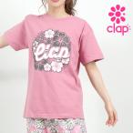 クラップ フィットネス ウェア clap クラップ フィットネスウェア レディース Tシャツ 半袖 HIBISCUSCLAP TEE ロゴ ハイビスカス柄 夏 Tシャツ 新作