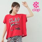 クラップ フィットネス ウェアトップス レディース 半袖tシャツ ドルマン クラップ ウェア VINTAGE CLAP DOLMAN M/フリーサイズ 2025 新作 ロゴ ダンスウェア