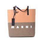 30% OFF マルニ Marni ロゴ入りショッピングバッグ セルロースなど ベージュオリーブグリーン