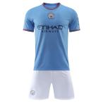 B023  マンチェスターシティー 2022/2023年  ホーム  上下着　子供用 半袖　レプリカサッカーユニフォーム番号個人名は自由にカスタマイズできます
