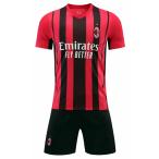 Y11   ACミラン代表  2021/2022年　ホーム　上下着　子供用　半袖　ノーブランド品のレプリカサッカーユニフォーム