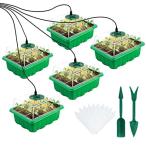 育苗ポット 植物育成ライト付き 育苗箱 育苗トレー 5個セット 12穴 透明カバー 調節可能湿度ドーム付き 延長版usbケーブル1.6m 発