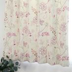 遮光カーテン 北欧 花柄 リーフ柄 ピンク 幅125cm×丈155cm2枚 日本製 プリーツが綺麗な形態安定加工
