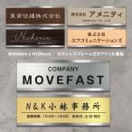 表札 会社 看板 会議室 オフィス W300mm×H100mm プレート 文字 レーザー彫刻加工 長方形 ステンレス フレーム付き マンション 開業gs-nmpl-1043