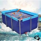 大型水槽 長方形プール 大型養殖用プール キャンバスの魚のいる池 大きい水槽 レクタングラフレームプール 立体養魚池 折りたたみ帆布生簀 ブラケ
