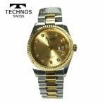 テクノス(TECHNOS) メンズ 腕時計　5気圧防水　T9604TC コンビカラー ゴールド文字盤 10ポイント