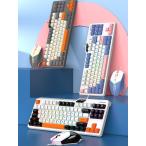 キーボード 全87キー ケーブル有線接続 ゲーミングキーボード 虹色LEDのバックライト 防水 人間工学デザイン USB