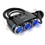 国内即納！車用 3連 USBポート シガーソケット 分配器 増設 2口 USB 個別スイッチ スマホ タブレット 充電 3.1A DC12-24V対応 送料無料