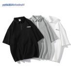 ポロシャツ メンズ 無地 半袖ポロシャツ 夏 サマー ハーフジップ Poloシャツ ワッフル編み ゆったり カジュアル 父の日 プレゼント