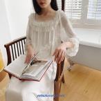 レディース ネグリジェ パジャマ レース 春夏 ワンピース パジャマ かわいい 薄手  ロング丈 ルームウェア 無地 女性 部屋着 レディースネグリジェ