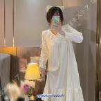 ネグリジェ パジャマ 大きいサイズ ワンピース ルームウェア 長袖 姫系 可愛い レディース 部屋着 ワンピース 寝巻き 寝間着 春夏秋冬 パジャマ レディース 綿