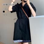 コンビネゾン レディース つなぎ 半袖 シャツ オールインワン ゆったり 夏 ショートパンツ ツナギ 短パン つなぎ服 ウエスト調節可