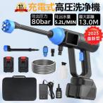 高圧洗浄機 コードレス 充電式 無料アップグレード10段バッテリー 8MPa 6IN1 電力量表示 家庭用 自吸式 多機能ノズル付き洗車機【2023強化版 水圧10段階調整】
