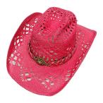 ウエスタンハット ストローハット NAUGHTY GIRL 麦わら帽子 ピンク