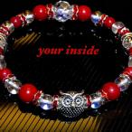 フクロウ赤珊瑚レインボーオーラクリ...