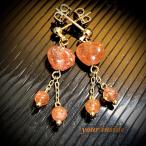 サンストーンハート天然石ピアスラウ...