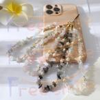 スマホストラップ 天然石 紫水晶 パワーストーン ハンドストラップ 落下防止 携帯ストラップ アメジスト 水晶 リストストラップ スマホ ストラップ 手首 後付け