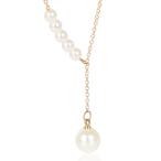 Yahoo! Yahoo!ショッピング(ヤフー ショッピング)ZIYMU ジーム パール ネックレス 一粒パールトップ 5連パール ペンダント レディース ゴールド 40cm zm-p-017g