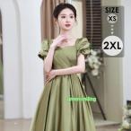 レディースドレス 大人 ピアノ発表会 演奏会 ロング丈 結婚式 半袖　編み上げ ワンピース