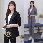 ショッピング卒業式 セットアップ 40代 セットアップ パンツスーツ レディース 2点セット きれいめ スーツパンツ ワイドパンツ トップス ブラウス 長袖 通勤 OL 卒業式 入学式 30代 40代