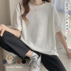 立体ロゴtシャツ 韓国チュニックロンT