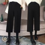 ガウチョパンツ スカンツ スカーチョ ボトムス 冬ゴーデ ワイドパンツ ゆったり ウール混 九分丈 ロング丈 大きいサイズ 厚手 春新品
