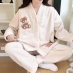 マタニティ パジャマ ルームウエア 授乳服 秋 マタニティウェア モコモコ 厚手 長袖 産前産後 授乳口付 部屋着 可愛い 暖かい 大