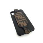 ■美品■ FENDI フェンディ ズッカ柄 レザー iPhoneX/XS 対応 アイフォンケース スマホケース ブラック系×ブラウン系 AS7387