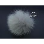 ■極美品■ FENDI フェンディ ポンポンチャーム ファー キーホルダー キーリング バッグチャーム グレー系 AS9607