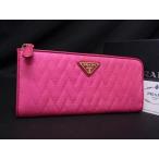 ■新品同様■ PRADA プラダ 1M1183 テスートナイロン キルティング L字ファスナー 長財布 ウォレット レディース ピンク系 AV5133
