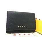 ■新品■未使用■ MARNI マルニ レザー コンパクト 三つ折り 財布 ウォレット メンズ レディース ブラック系 AY8997