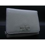 ■新品同様■ kate spade ケイトスペード WLRU6328 レザー 三つ折り 財布 ウォレット レディース グレー系 BG8502