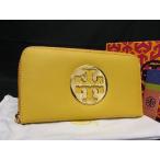 ■美品■ TORY BURCH トリーバーチ レザー ラウンドファスナー 長財布 ウォレット 小銭入れ 札入れ レディース イエロー系 BJ3701
