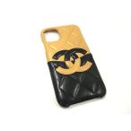 ■美品■ CHANEL シャネル ココマーク マトラッセ レザー iPhone 11対応 アイフォンケース スマホケース ベージュ系 BM2744