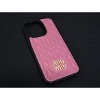 ショッピングMIUMIU miumiu ミュウミュウ ラバー マテラッセ iPhone14Pro 対応 アイフォンケース スマホケース レディース ピンク系×ブラック系 BQ2528