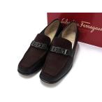 # прекрасный товар # Salvatore Ferragamo Ferragamo кожа × замша Loafer размер 6 1/2 ( примерно 24cm) обувь обувь оттенок черного DH5697
