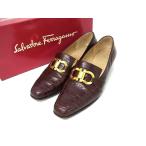 Salvatore Ferragamo Ferragamo двойной gun chi-ni крокодил type вдавлено . кожа Loafer размер 6 ( примерно 23.5cm) обувь оттенок коричневого DH8044