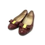 Salvatore Ferragamo Ferragamo vala лента pa палатка кожа каблук туфли-лодочки размер 5 1/2( примерно 22.5cm) обувь обувь оттенок коричневого DH8305