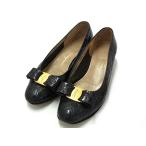 Salvatore Ferragamo Ferragamo vala лента крокодил type вдавлено . кожа каблук туфли-лодочки 6 1/2( примерно 23.5cm) обувь оттенок черного DH8395
