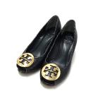 # прекрасный товар # TORY BURCH Tory Burch питон type вдавлено . кожа каблук туфли-лодочки размер 5M ( примерно 22.0cm) обувь обувь оттенок черного DI3638