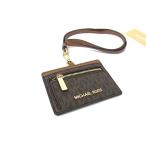 MICHAEL KORS マイケルコース MK柄 PVC×レザー ネックストラップ カードケース パスケース カード入れ 定期入れ ブラウン系 DI5103