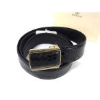 # прекрасный товар # NANKAI наан kai крокодил type вдавлено . кожа серебряный металлические принадлежности ремень мужской женский оттенок черного DI7385