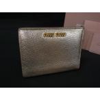 ショッピングMIUMIU miumiu ミュウミュウ レザー 二つ折り 財布 ウォレット 小銭入れ 札入れ レディース ゴールド系 DI8375