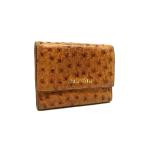 ショッピングMIUMIU miumiu ミュウミュウ オーストリッチ型押し レザー 三つ折り 財布 ウォレット 札入れ 小銭入れ レディース ブラウン系 DI9923