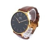 ■美品■ Daniel Wellington ダニエル ウェリントン 01010003112 SS×レザー クォーツ 3気圧防水 ウォッチ 腕時計 ブラウン系 DJ6224