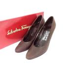 Salvatore Ferragamo Ferragamo крокодил type вдавлено . кожа каблук туфли-лодочки размер 6 1/2( примерно 24cm) обувь обувь оттенок коричневого DJ7268