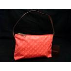 ■美品■ GHERARDINI ゲラルディーニ PVC×レザー 総柄 ワンハンドル ミニ ハンドバッグ レディース レッド系 DJ7597