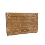 miumiu ミュウミュウ クロコダイル型押しレザー カードケース カード入れ 名刺入れ 定期入れ レディース ライトブラウン系 DJ8298