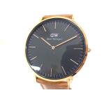 ■美品■ Daniel Wellington ダニエル ウェリントン E40R1 SS×レザー クォーツ 3気圧防水 腕時計 ウォッチ メンズ ブラウン系 DK0303