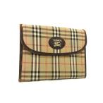 Burberrys Burberry znoba проверка парусина × кожа мульти- сумка мульти- кейс бардачок оттенок бежевого × оттенок коричневого DK4977